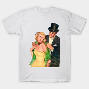 elegant man in love with beautiful lady retro vintage comic T-Shirt